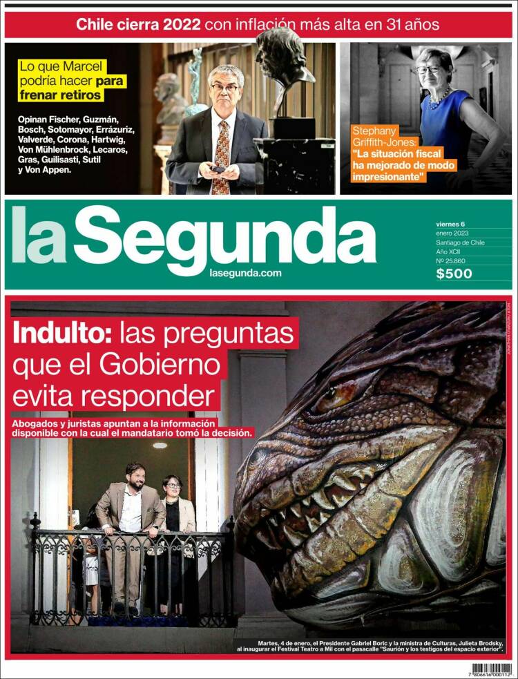 Portada de La Segunda (Chile)