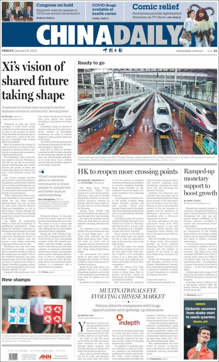 Portada de China Daily (China)
