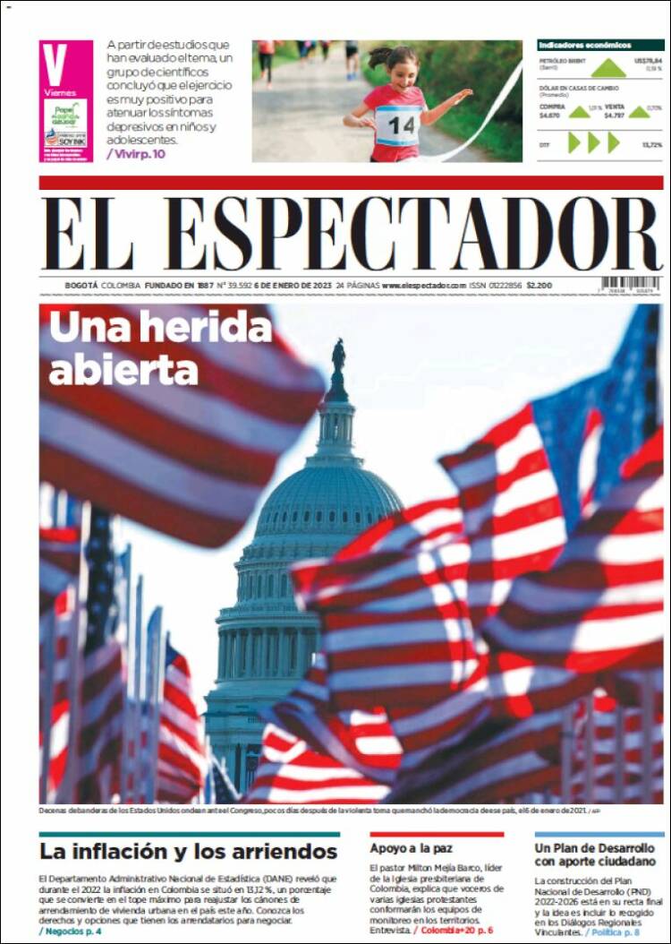 Portada de El Espectador (Colombia)