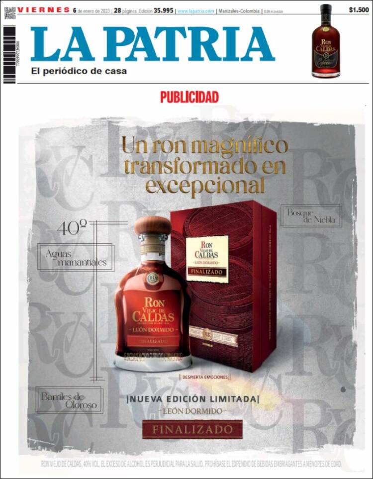 Portada de La Patria (Colombia)