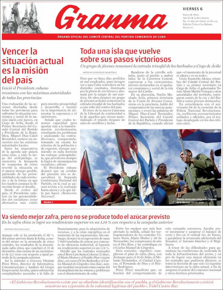 Portada de Granma (Cuba)