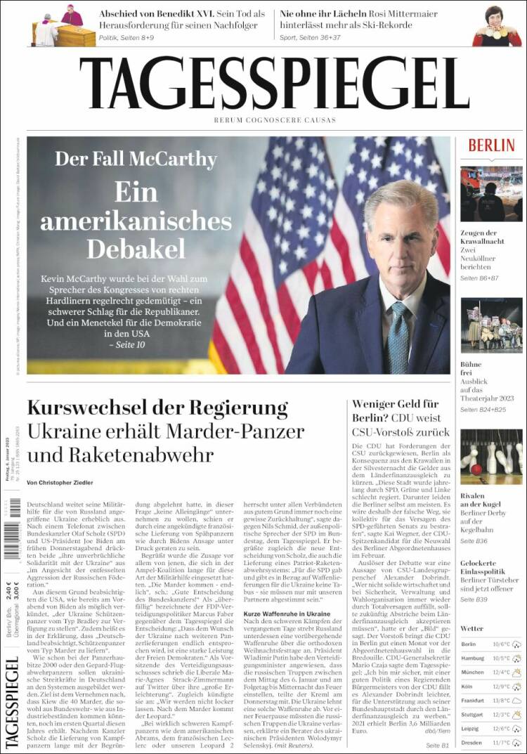 Portada de Der Tagesspiegel (Alemania)