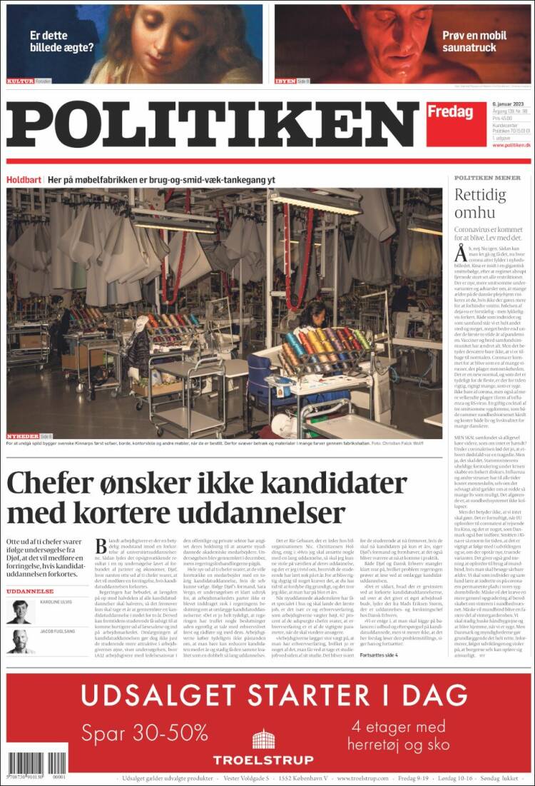 Portada de Politiken (Dinamarca)