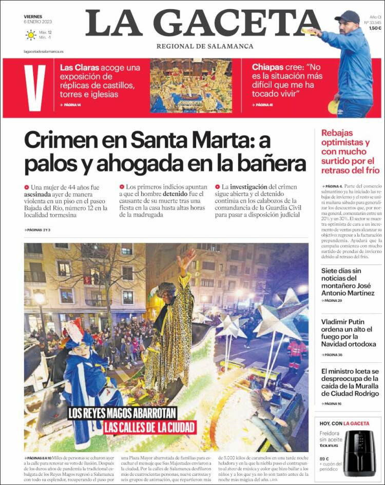 Portada de La Gaceta de Salamanca (Espa&ntilde;a)