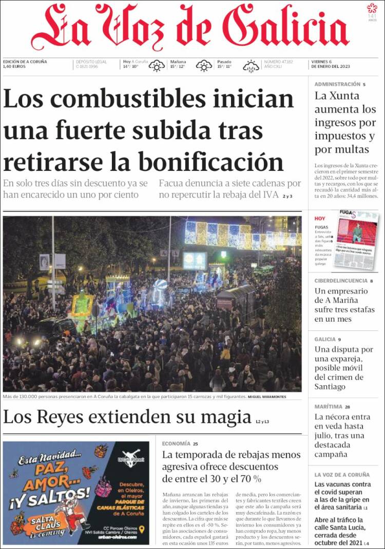 Portada de La Voz de Galicia (Espa&ntilde;a)