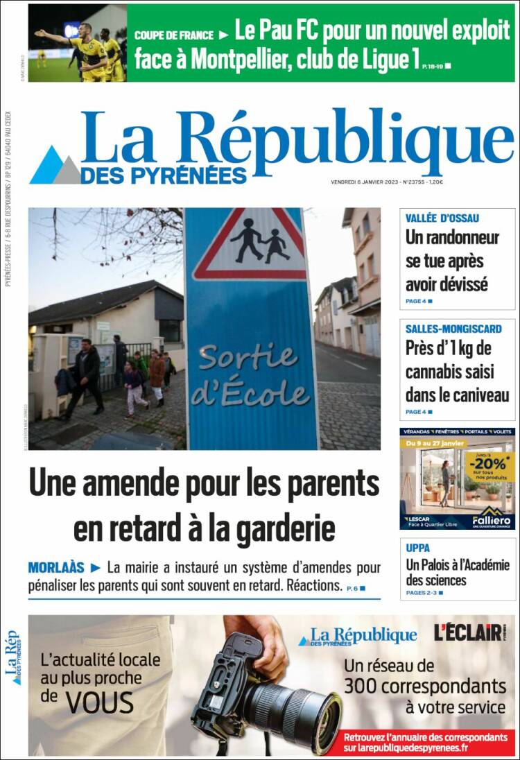 Portada de La République des Pyrénées (Francia)