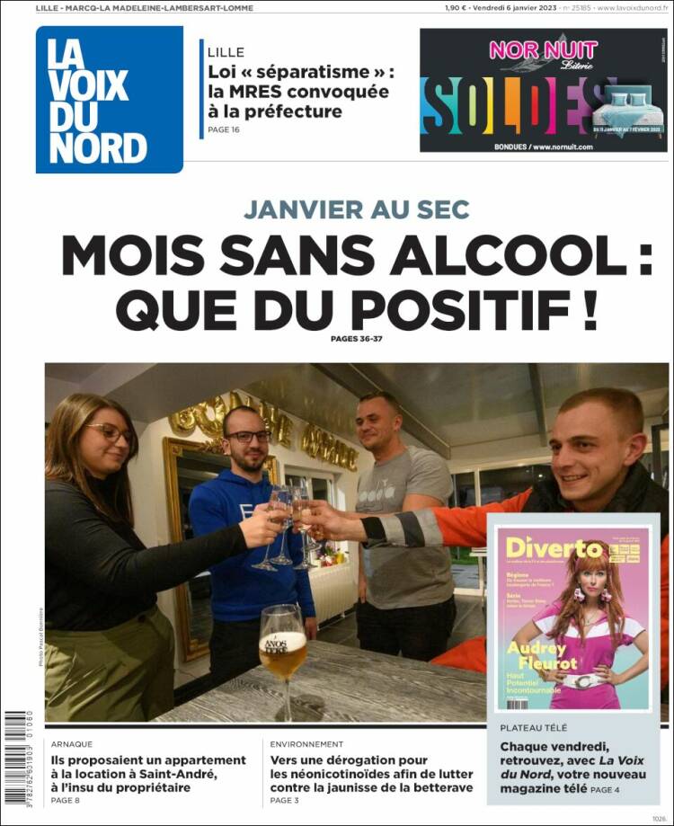 Portada de La Voix du Nord (Francia)