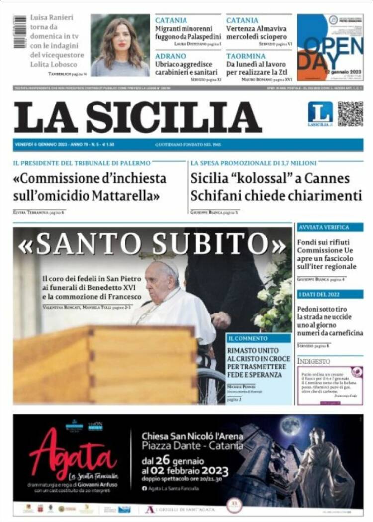 Portada de La Sicilia (Italia)