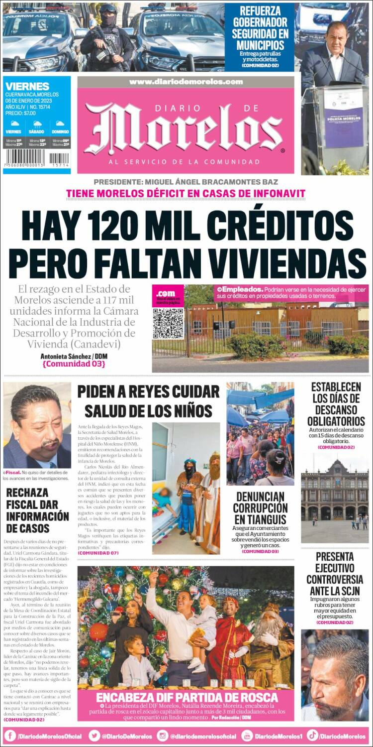 Portada de Diario de Morelos (México)