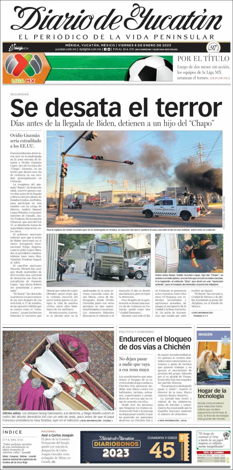 Portada de Diario de Yucatán (México)