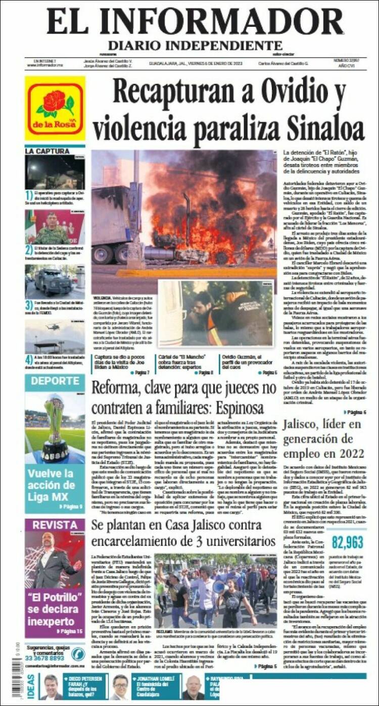 Portada de El Informador (México)