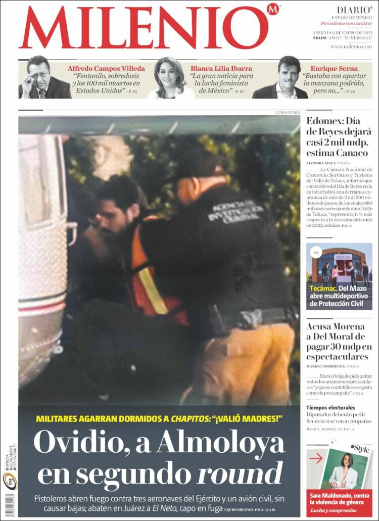 Portada de Milenio - Estado de México (México)