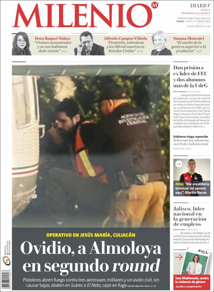 Portada de Milenio - Jalisco (México)