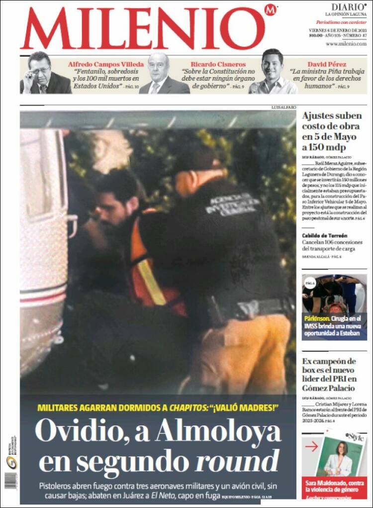 Portada de Milenio - Laguna (México)