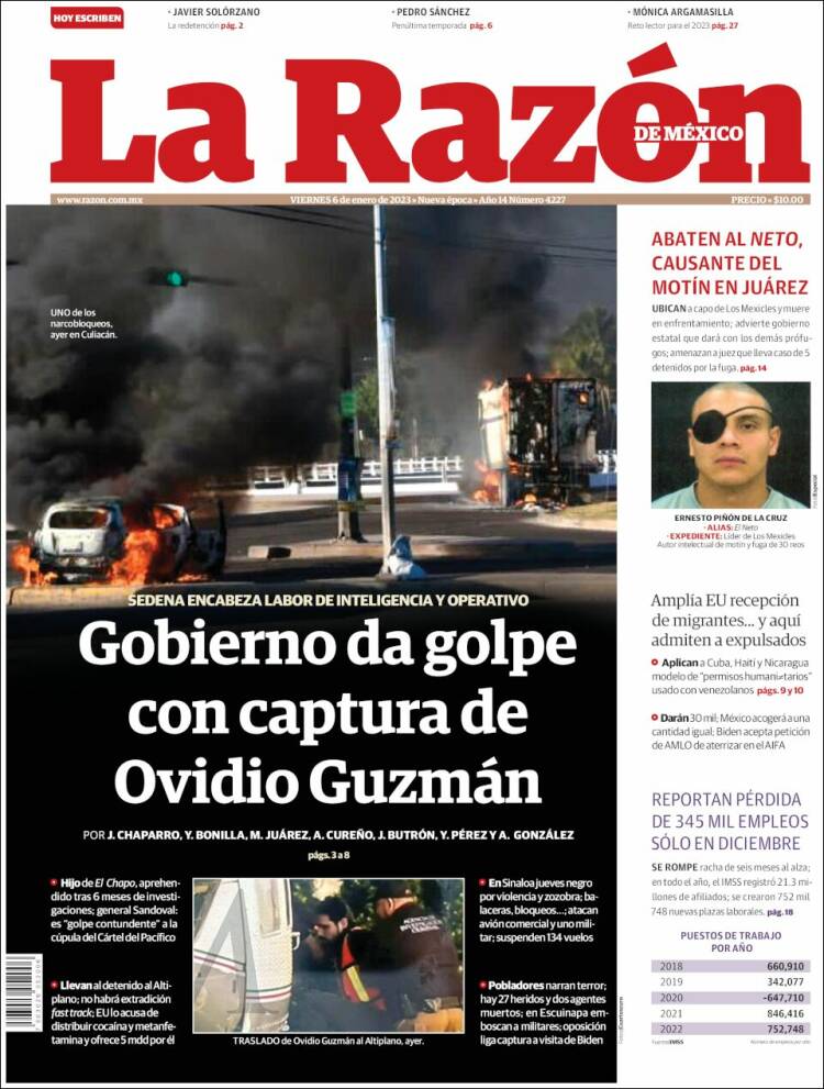 Portada de La Razón (México)