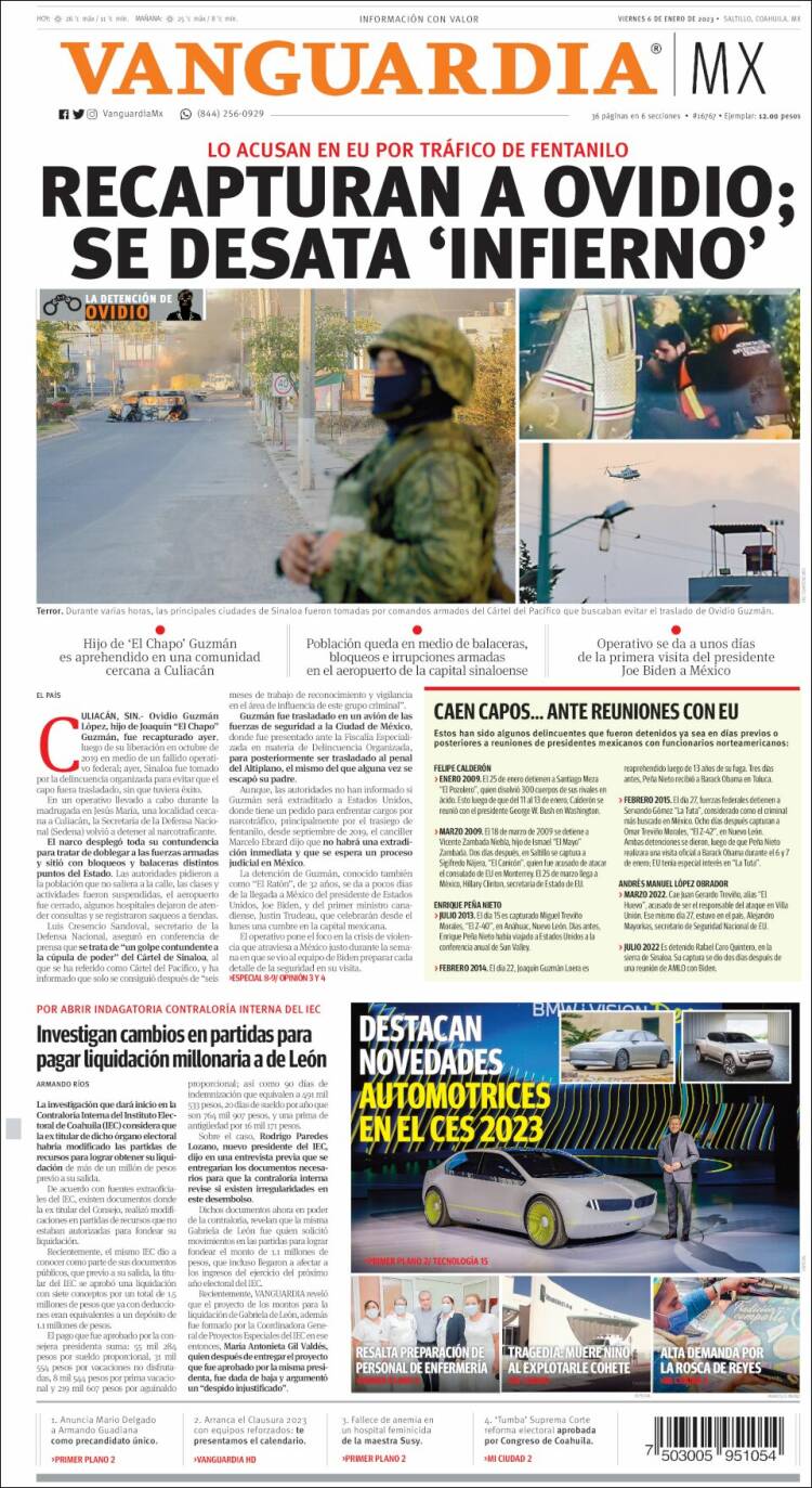 Portada de Vanguardia (México)