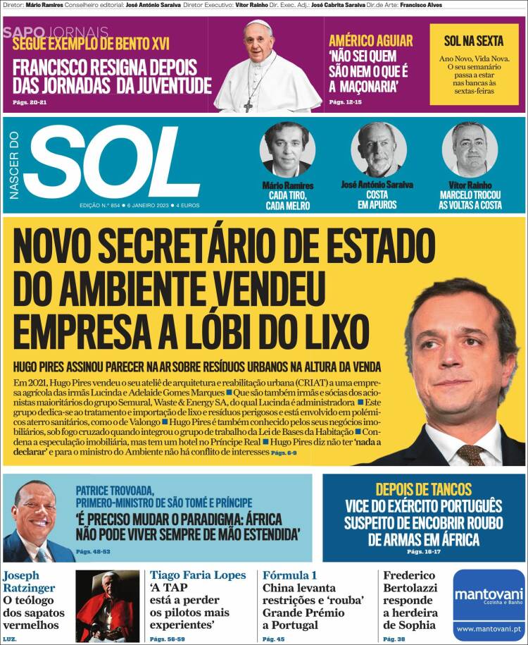 Portada de Jornal Sol (Portugal)