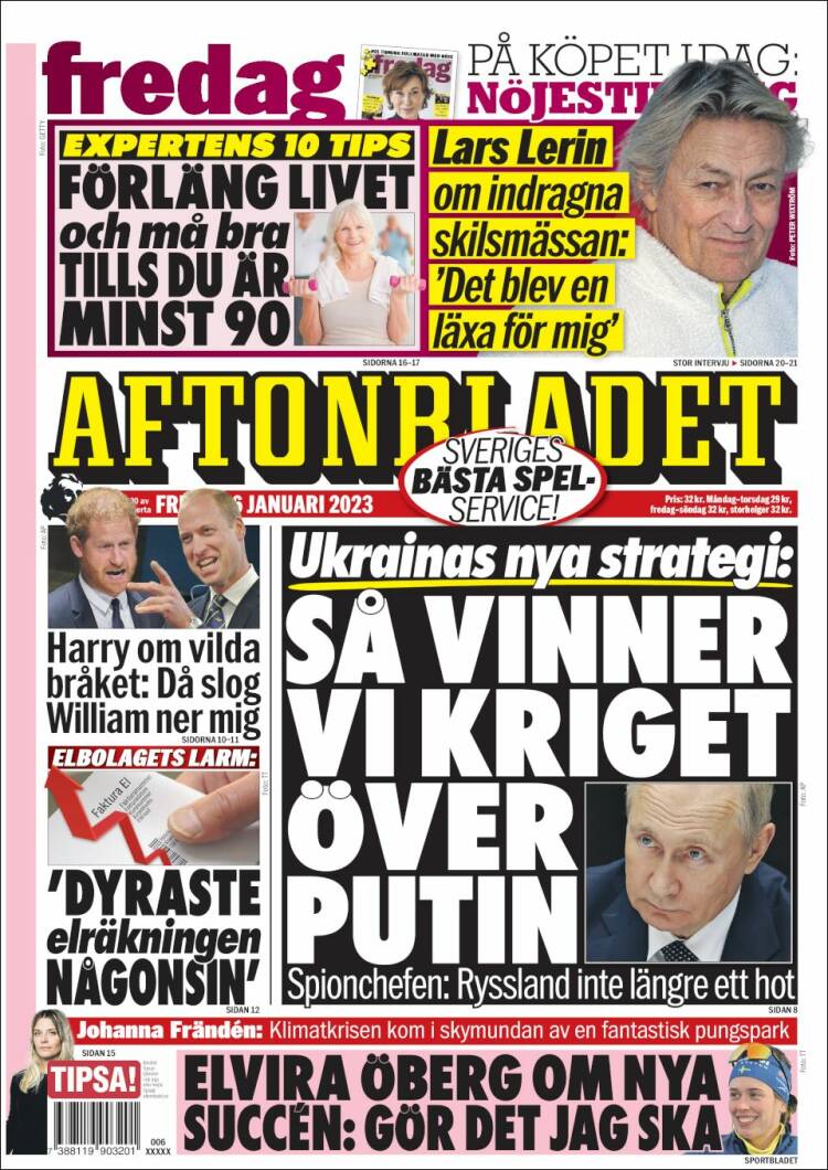 Portada de Aftonbladet (Suecia)