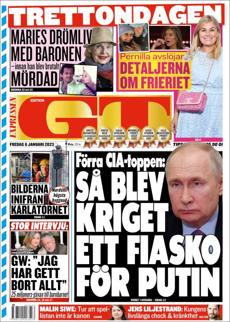Portada de Göteborgstidningen (Suecia)