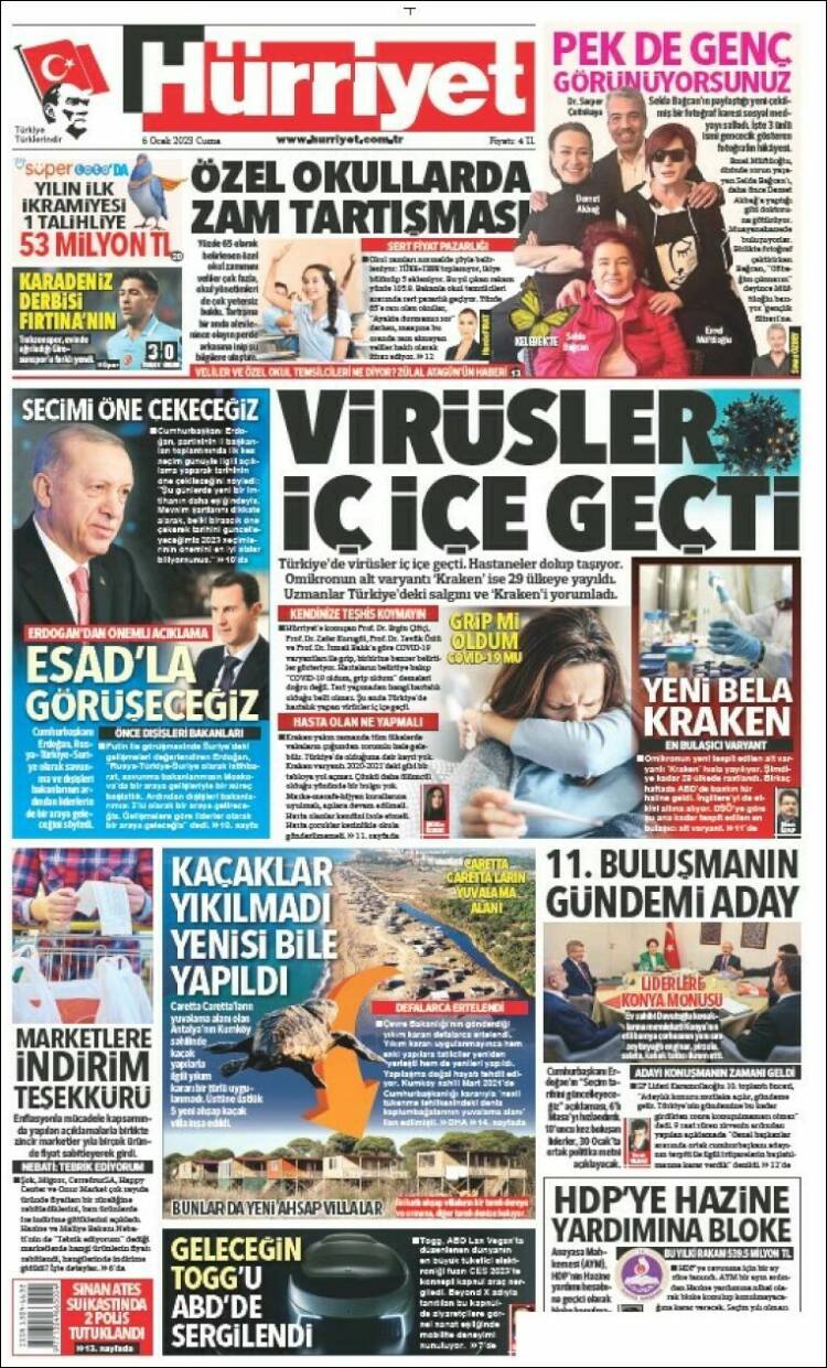 Portada de Hürriyet (Turqu&iacute;a)