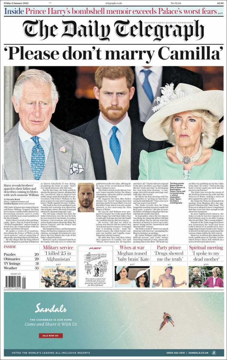 Portada de Daily Telegraph (United Kingdom)