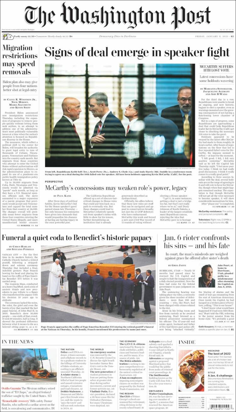 Portada de The Washington Post (USA)