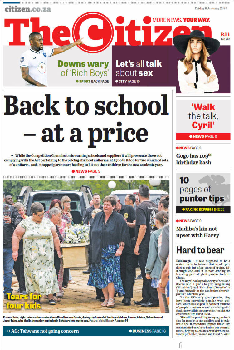 Portada de The Citizen (Sud&aacute;frica)