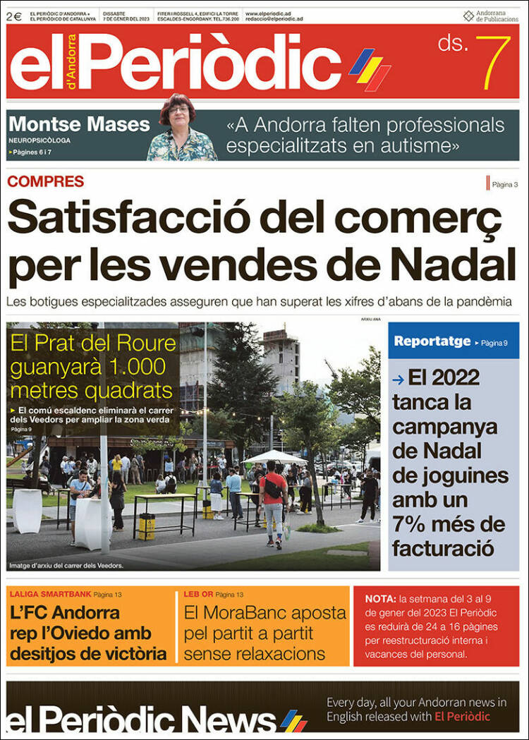 Portada de El Periòdic d'Andorra (Andorra)