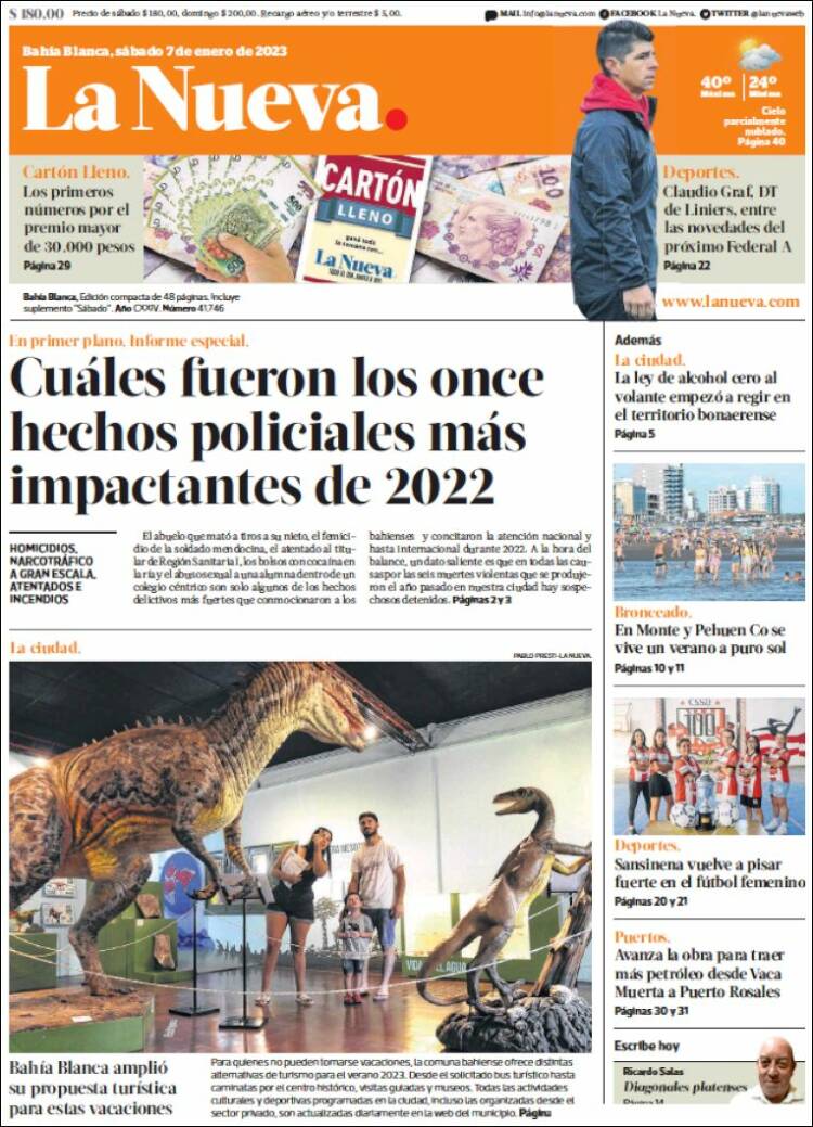 Portada de La Nueva Provincia (Argentina)