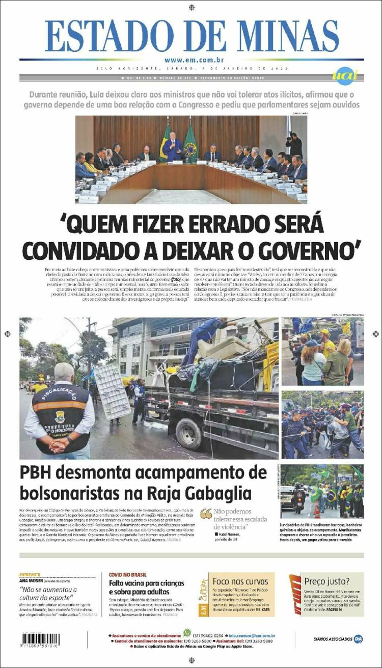 Portada de Jornal Estado de Minas (Brasil)