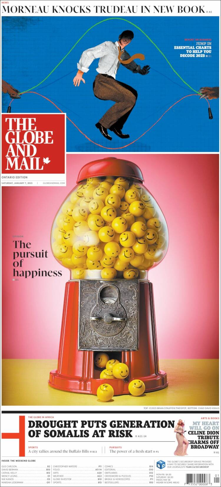 Portada de The Globe and Mail (Canada)