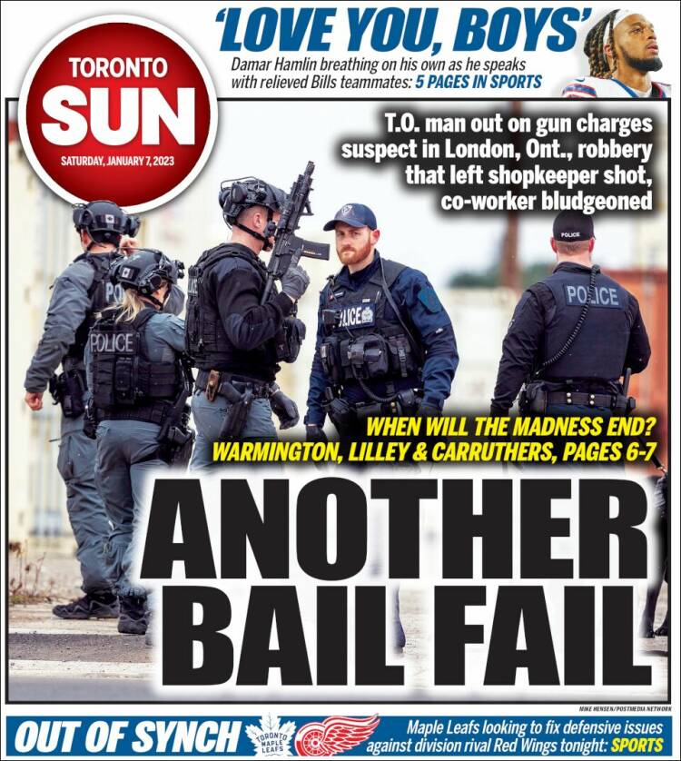 Portada de The Toronto Sun (Canada)