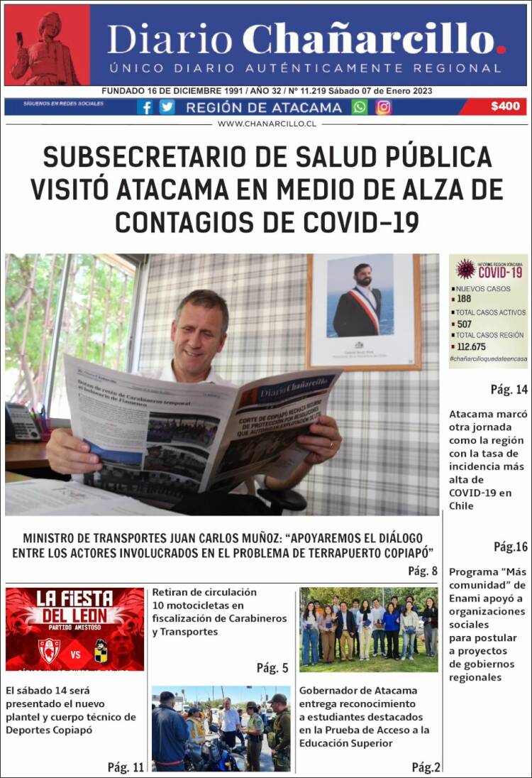 Portada de Diario Chañarcillo (Chile)