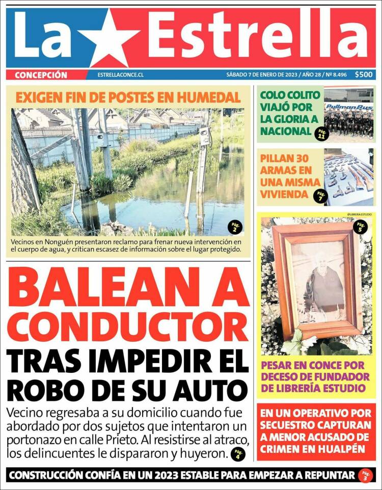 Portada de La Estrella de Concepción (Chile)