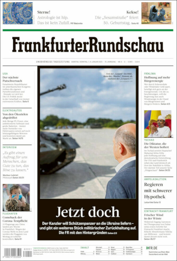 Portada de Frankfurter Rundschau (Alemania)