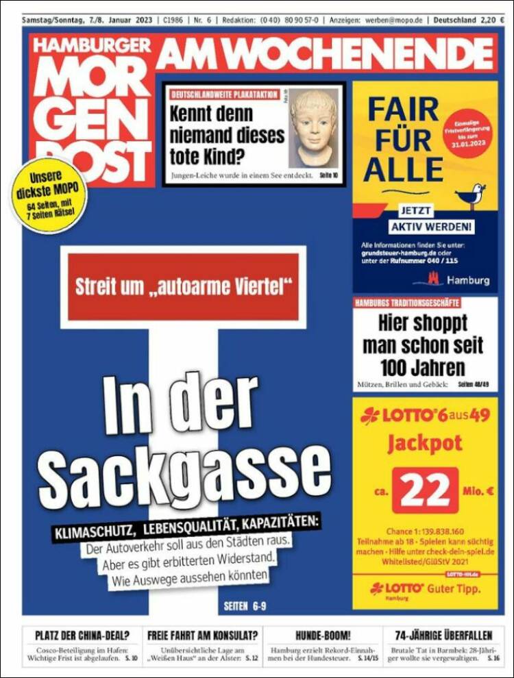 Portada de Hamburger Morgenpost  (Alemania)