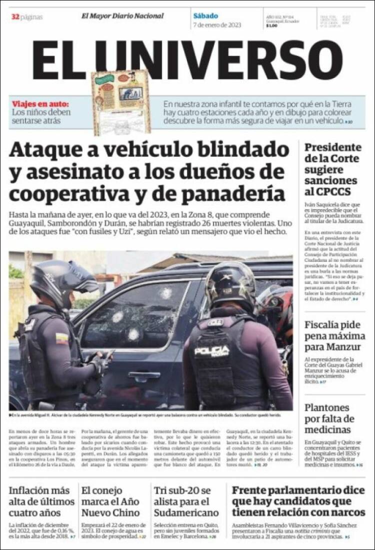 Portada de El Universo - Ecuador (Ecuador)