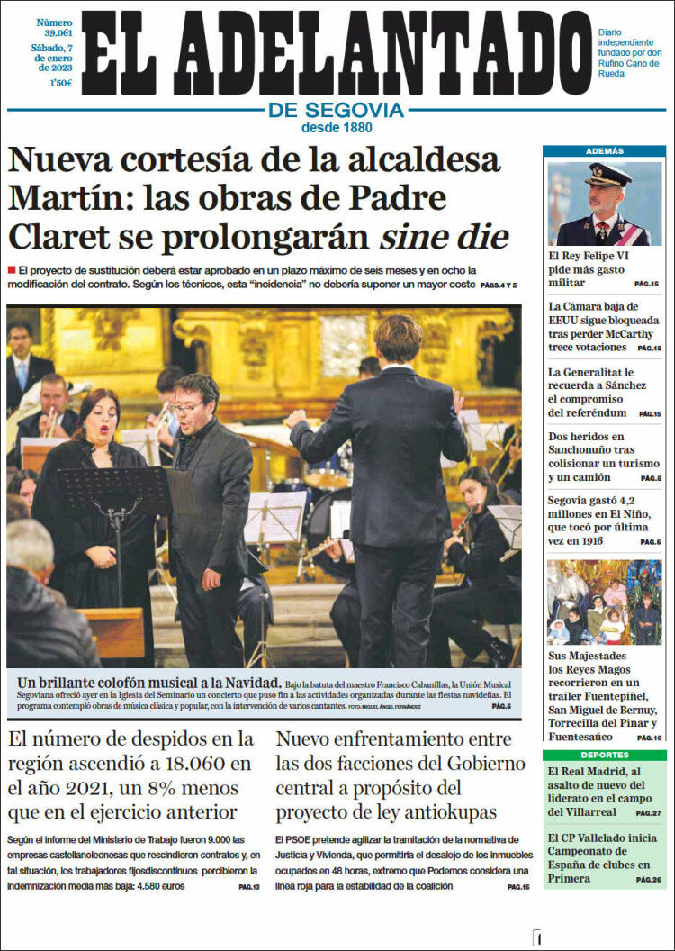 Portada de El Adelantado de Segovia (España)