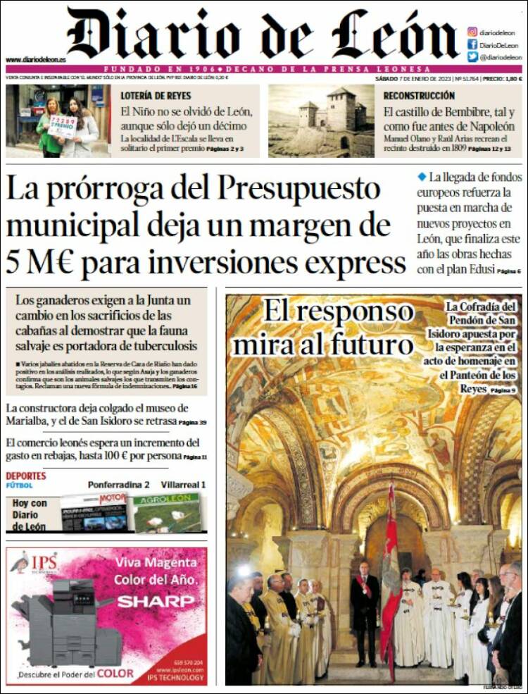 Portada de Diario de León (España)