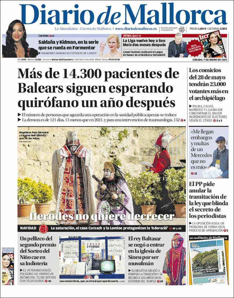 Portada de Diario de Mallorca (España)