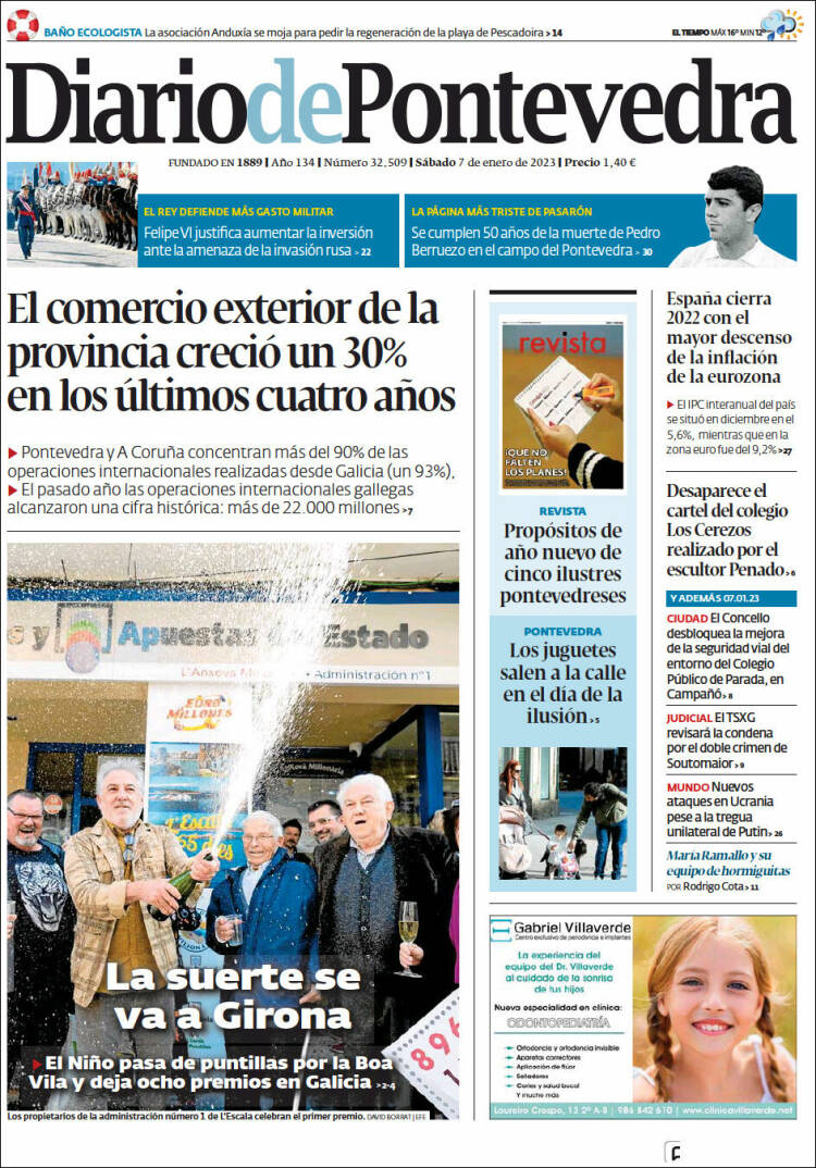 Portada de Diario de Pontevedra (España)
