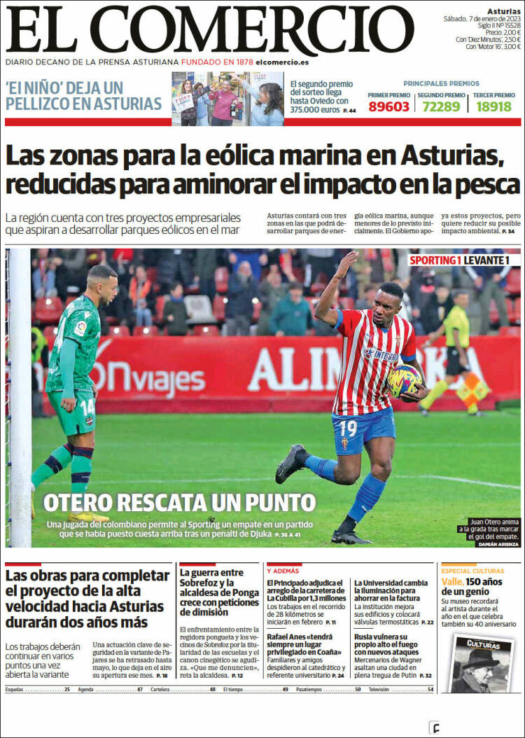 Portada de El Comercio (España)