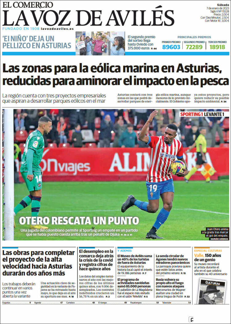 Portada de El Comercio - Avilés (España)
