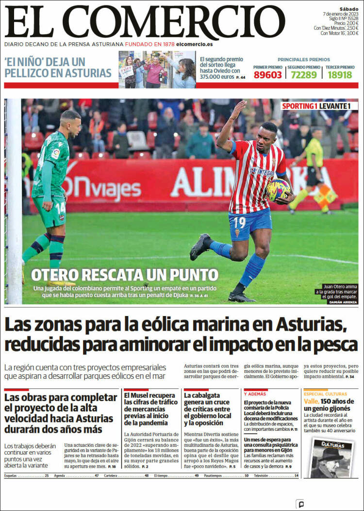 Portada de El Comercio - Gijón (España)