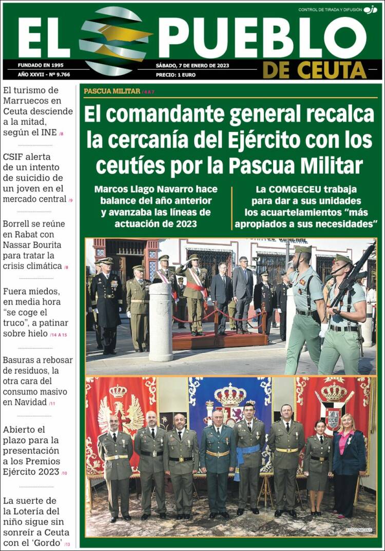 Portada de El Pueblo de Ceuta (España)