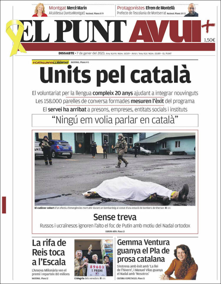 Portada de El Punt Avui (España)