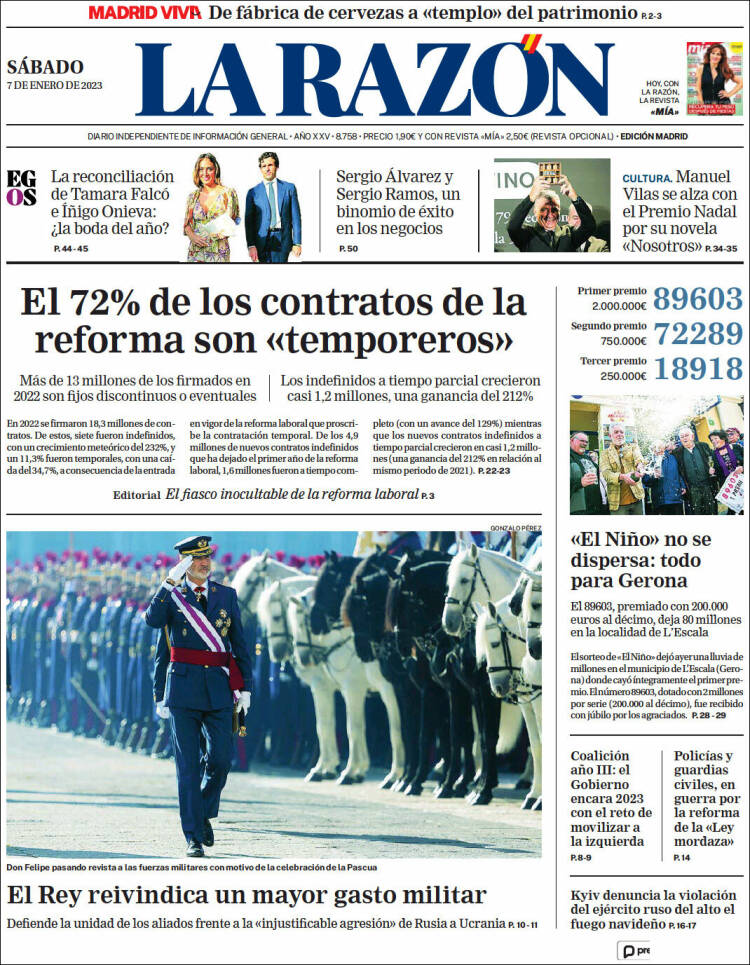 Portada de La Razón (España)