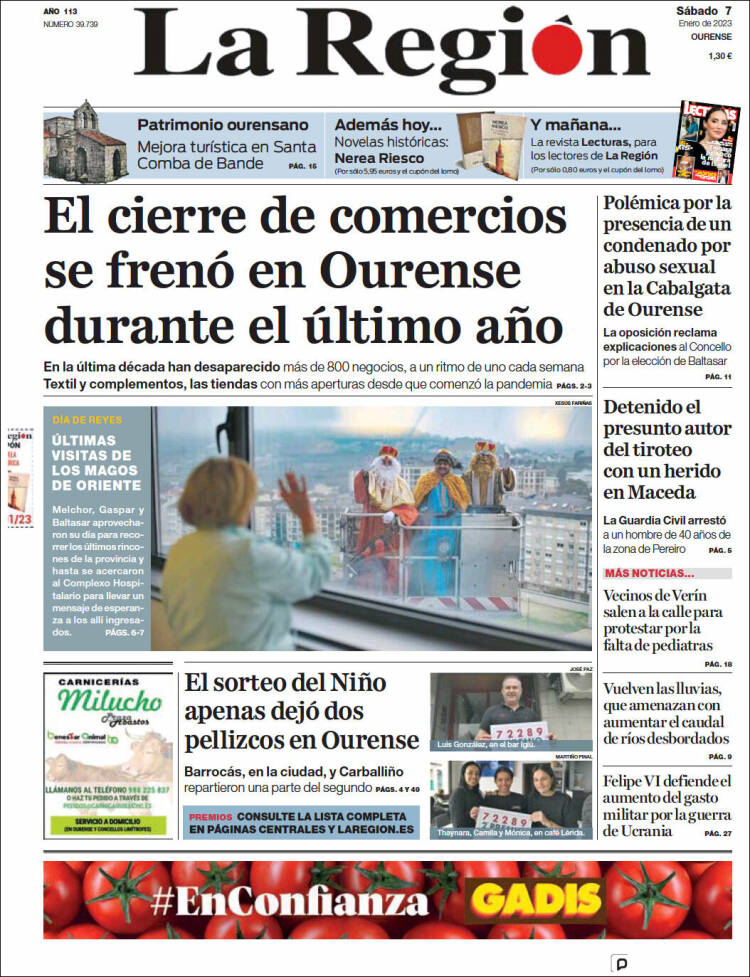 Portada de La Región de Ourense (España)