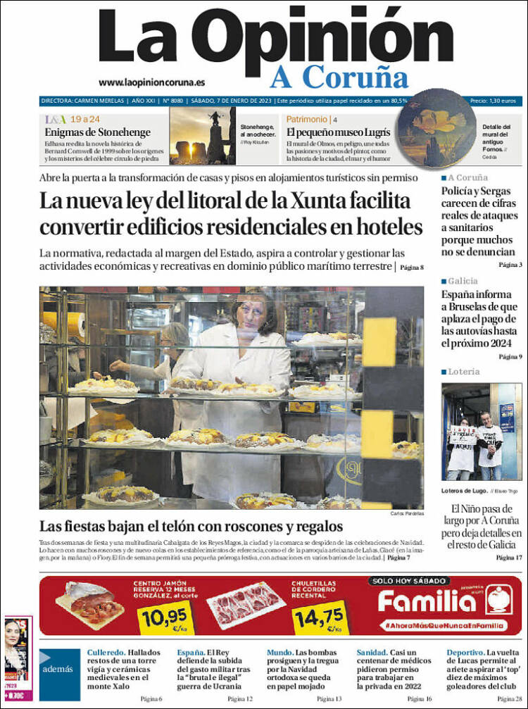 Portada de La Opinión de A Coruña (España)
