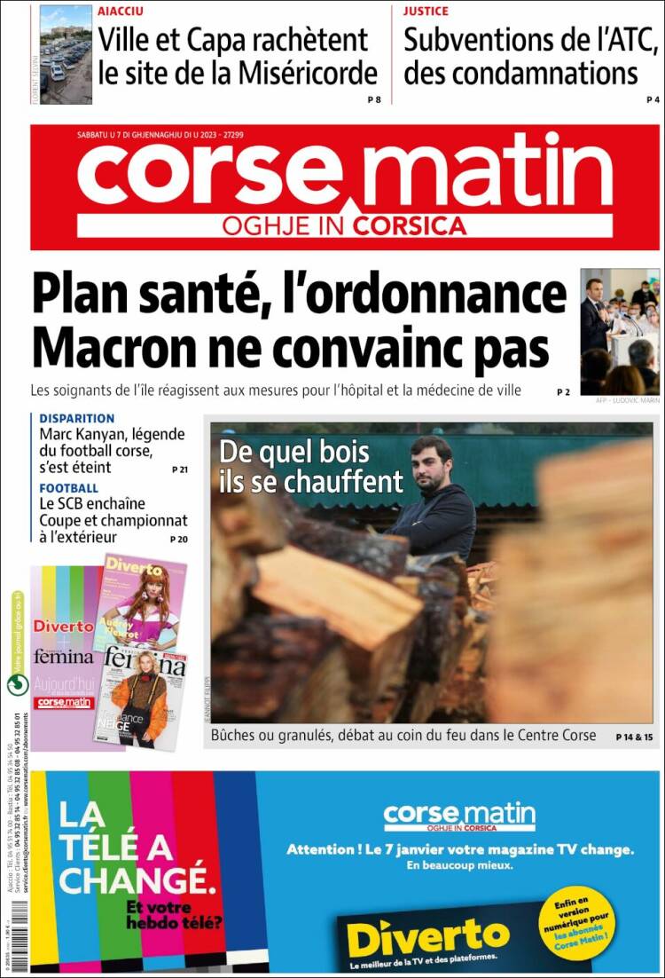 Portada de Corse-Matin (Francia)